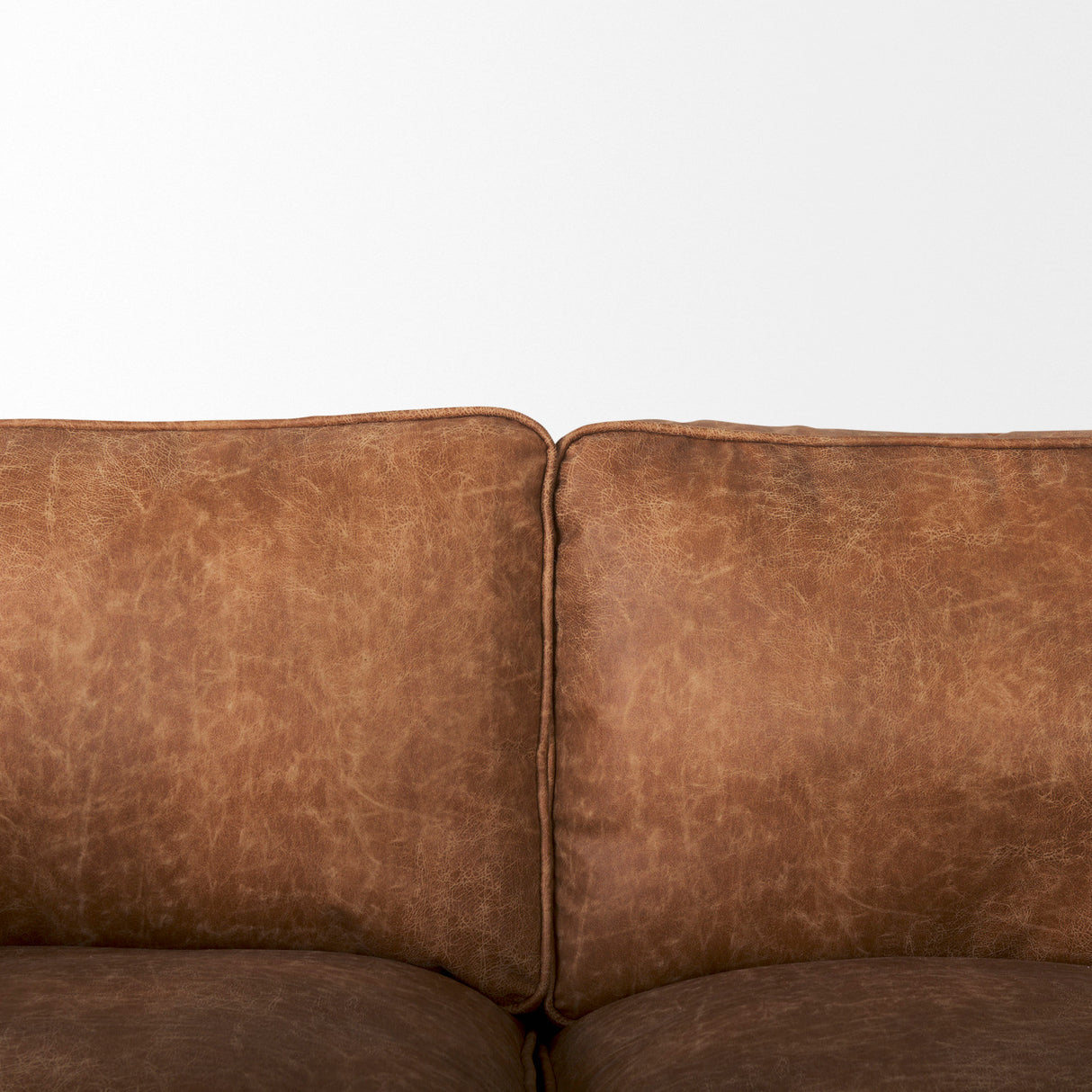 Brooks 90.2L x 34.8W x 33.5H Cognac Brown Faux Leather Three Seater Sofa W/ Medium Brown Wooden Legs from Mercana - Luna Furniture