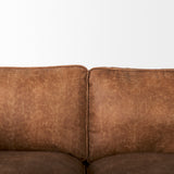 Brooks 90.2L x 34.8W x 33.5H Cognac Brown Faux Leather Three Seater Sofa W/ Medium Brown Wooden Legs from Mercana - Luna Furniture
