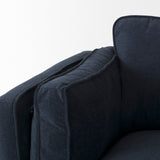 Brooks 90.2L x 34.8W x 33.5H Navy Blue Fabric Three Seater Sofa W/ Medium Brown Wooden Legs from Mercana - Luna Furniture