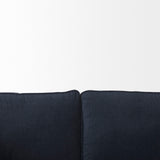 Brooks 90.2L x 34.8W x 33.5H Navy Blue Fabric Three Seater Sofa W/ Medium Brown Wooden Legs from Mercana - Luna Furniture