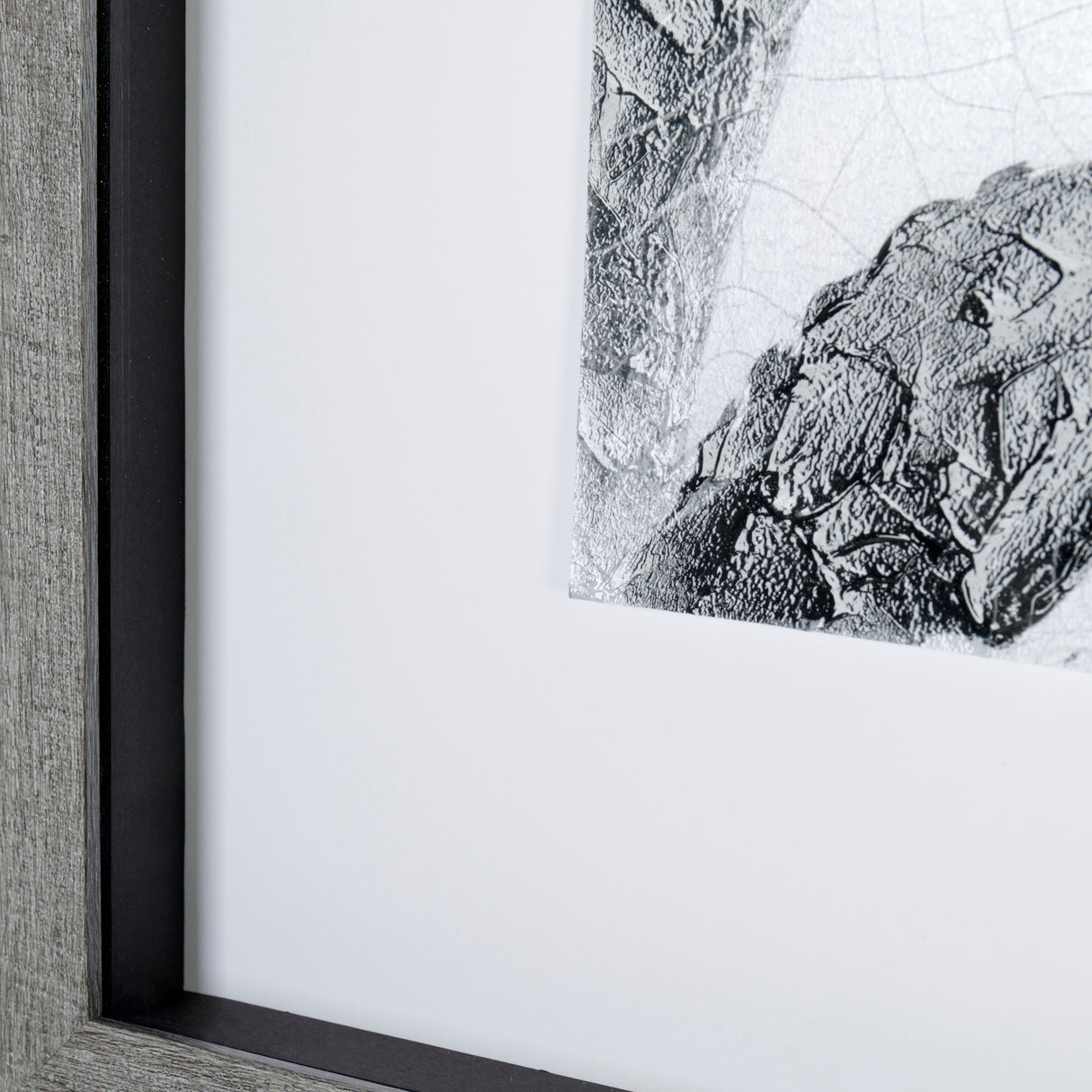 Yang (White) by Mercana Studio a Hand Embellished Textured Framed Art Print Matted under Glass from Mercana - Luna Furniture