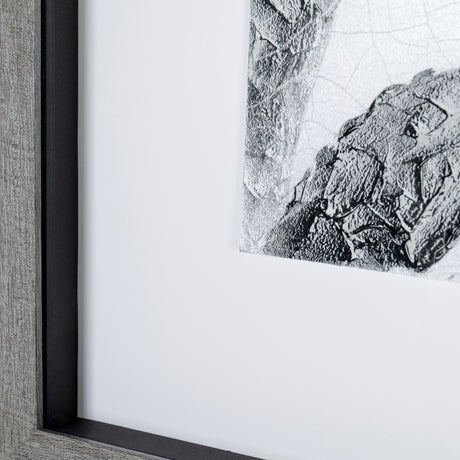 Yang (White) by Mercana Studio a Hand Embellished Textured Framed Art Print Matted under Glass from Mercana - Luna Furniture