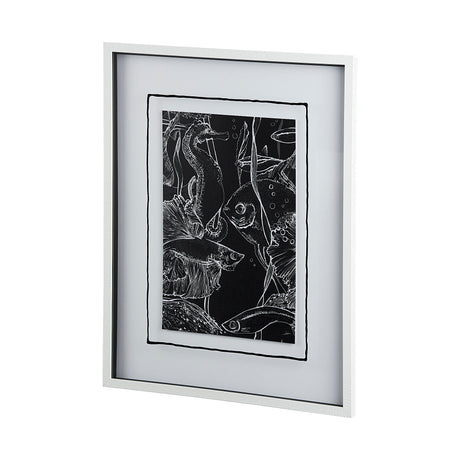 Fish Black by Mercana Studio a Hand Embellished Textured Framed Art Print Matted under Glass from Mercana - Luna Furniture