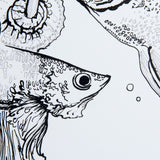 Fish White by Mercana Studio a Hand Embellished Textured Framed Art Print Matted under Glass from Mercana - Luna Furniture