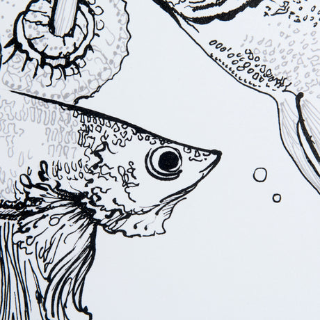 Fish White by Mercana Studio a Hand Embellished Textured Framed Art Print Matted under Glass from Mercana - Luna Furniture