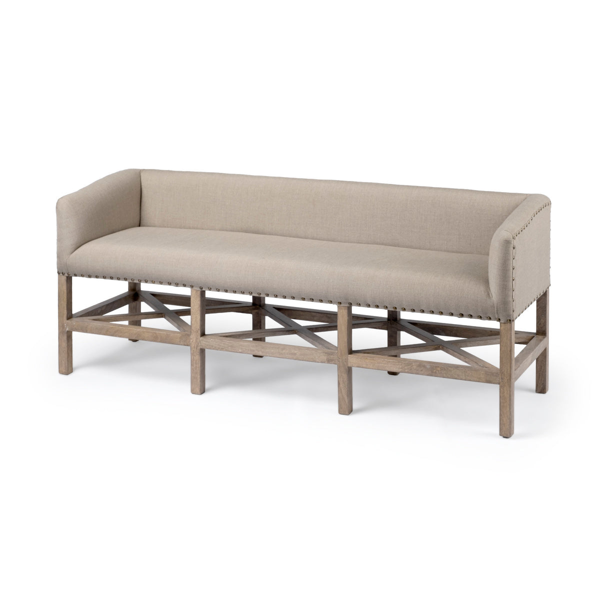 Bergen 60L x 19W Beige Fabric Covered Seat W/Brown Wood Frame Accent Bench from Mercana - Luna Furniture