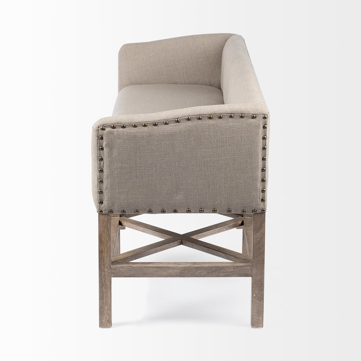 Bergen 60L x 19W Beige Fabric Covered Seat W/Brown Wood Frame Accent Bench from Mercana - Luna Furniture