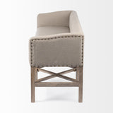 Bergen 60L x 19W Beige Fabric Covered Seat W/Brown Wood Frame Accent Bench from Mercana - Luna Furniture
