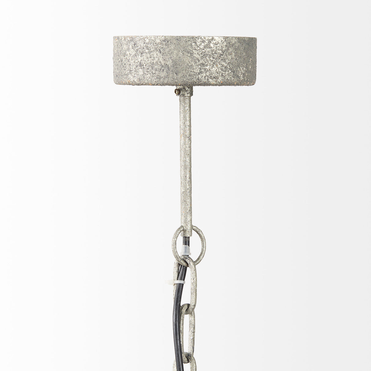Phillum (29"x37") Silver Metal Chassis and White Wood Beaded Six Bulb Chandelier from Mercana - Luna Furniture