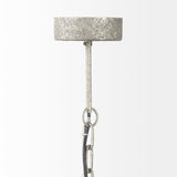 Phillum (29"x37") Silver Metal Chassis and White Wood Beaded Six Bulb Chandelier from Mercana - Luna Furniture