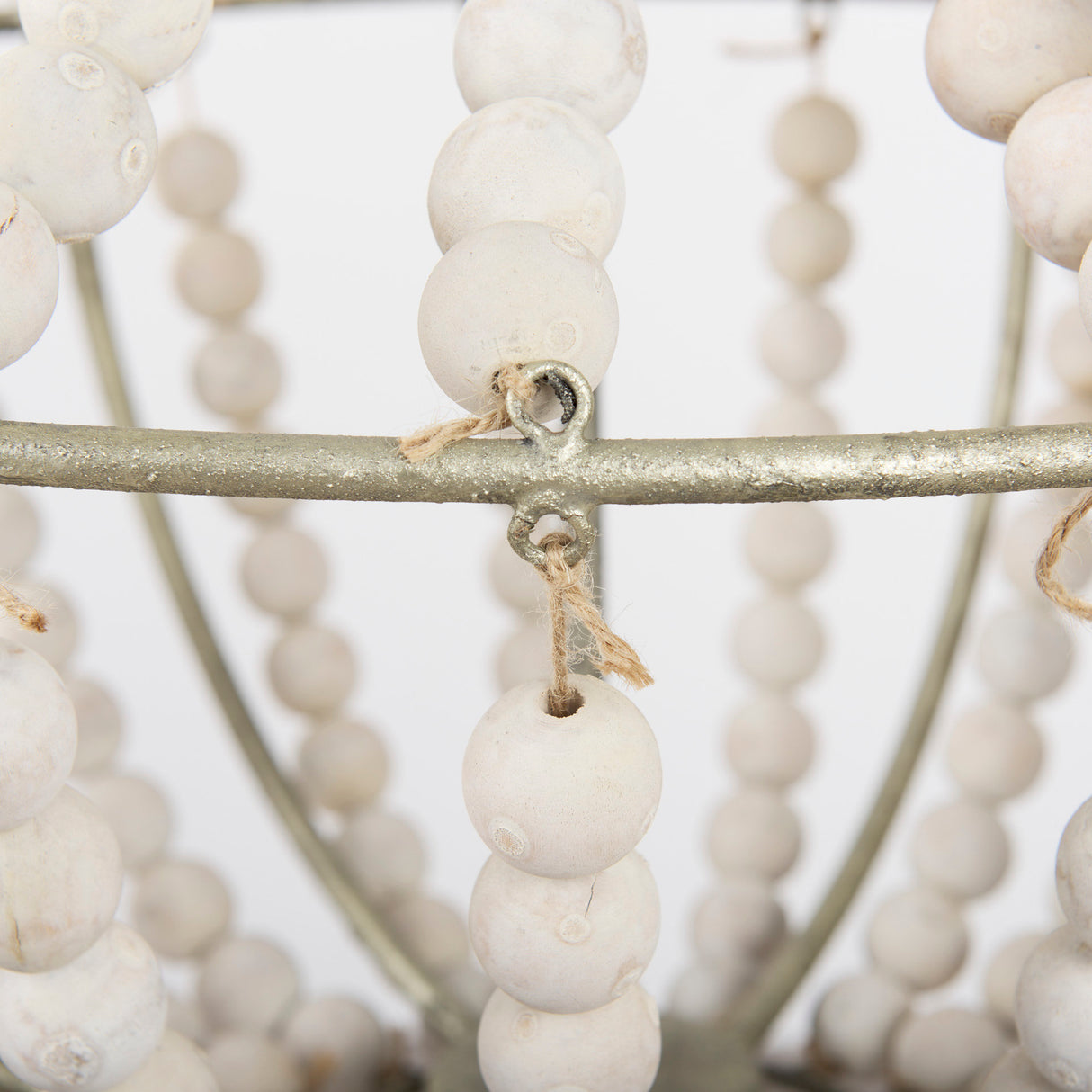 Phillum (29"x37") Silver Metal Chassis and White Wood Beaded Six Bulb Chandelier from Mercana - Luna Furniture