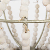 Phillum (29"x37") Silver Metal Chassis and White Wood Beaded Six Bulb Chandelier from Mercana - Luna Furniture