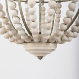 Phillum (29"x37") Silver Metal Chassis and White Wood Beaded Six Bulb Chandelier from Mercana - Luna Furniture