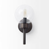 Boltern II 6x12 Black Toned Glass Globe Wall Sconce from Mercana - Luna Furniture