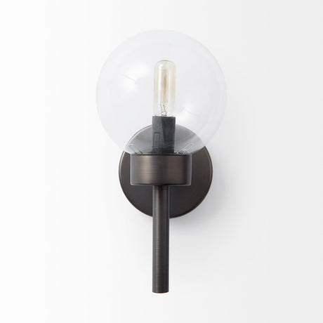 Boltern II 6x12 Black Toned Glass Globe Wall Sconce from Mercana - Luna Furniture