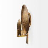 Clarence 7.0L x 5.3W x 17.0H Metal Hammered Gold Round Wall Sconce from Mercana - Luna Furniture