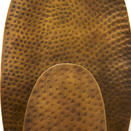 Clarence 7.0L x 5.3W x 17.0H Metal Hammered Gold Round Wall Sconce from Mercana - Luna Furniture