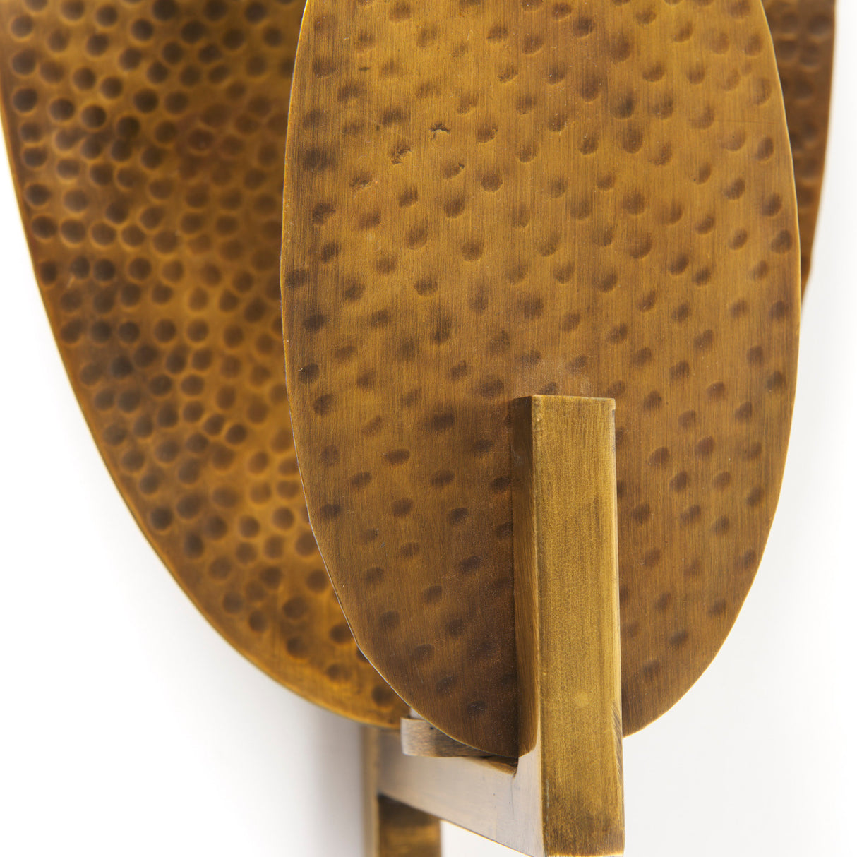 Clarence 7.0L x 5.3W x 17.0H Metal Hammered Gold Round Wall Sconce from Mercana - Luna Furniture