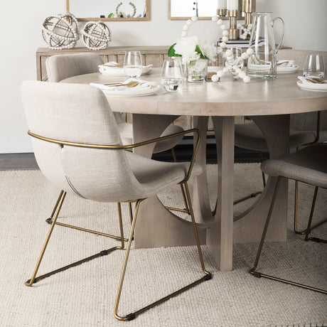 Sawyer II Beige Fabric Wrap Gold Metal Frame Dining Chair from Mercana - Luna Furniture