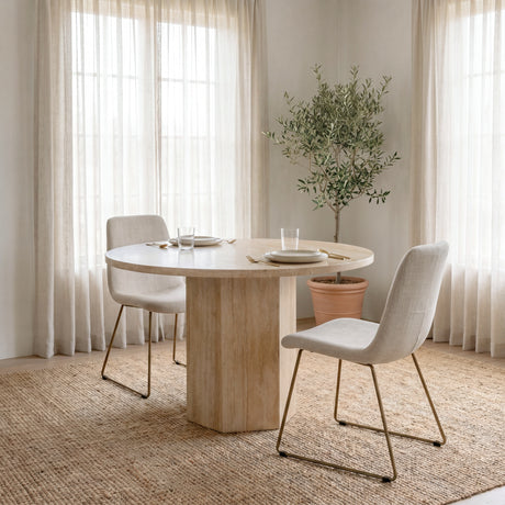 Sawyer I Beige Fabric Seat Gold Metal Frame Dining Chair, Set of 2 from Mercana - Luna Furniture