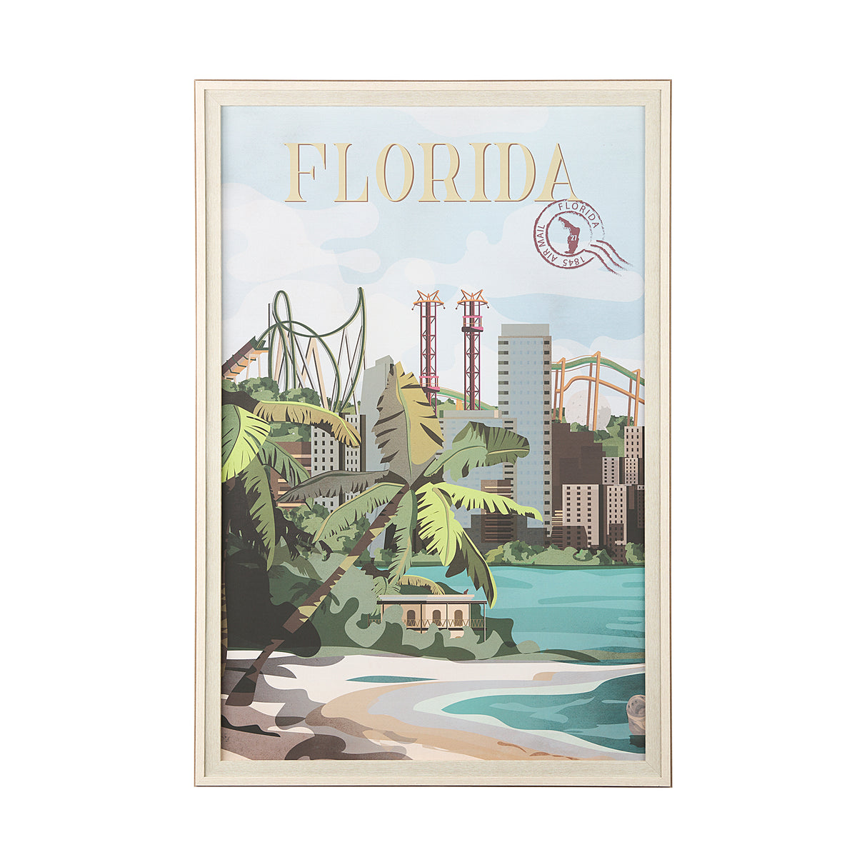 Florida Go USA (XL) by Mercana Studio a Hand Embellished Decograph Framed Art Print under Glass from Mercana - Luna Furniture