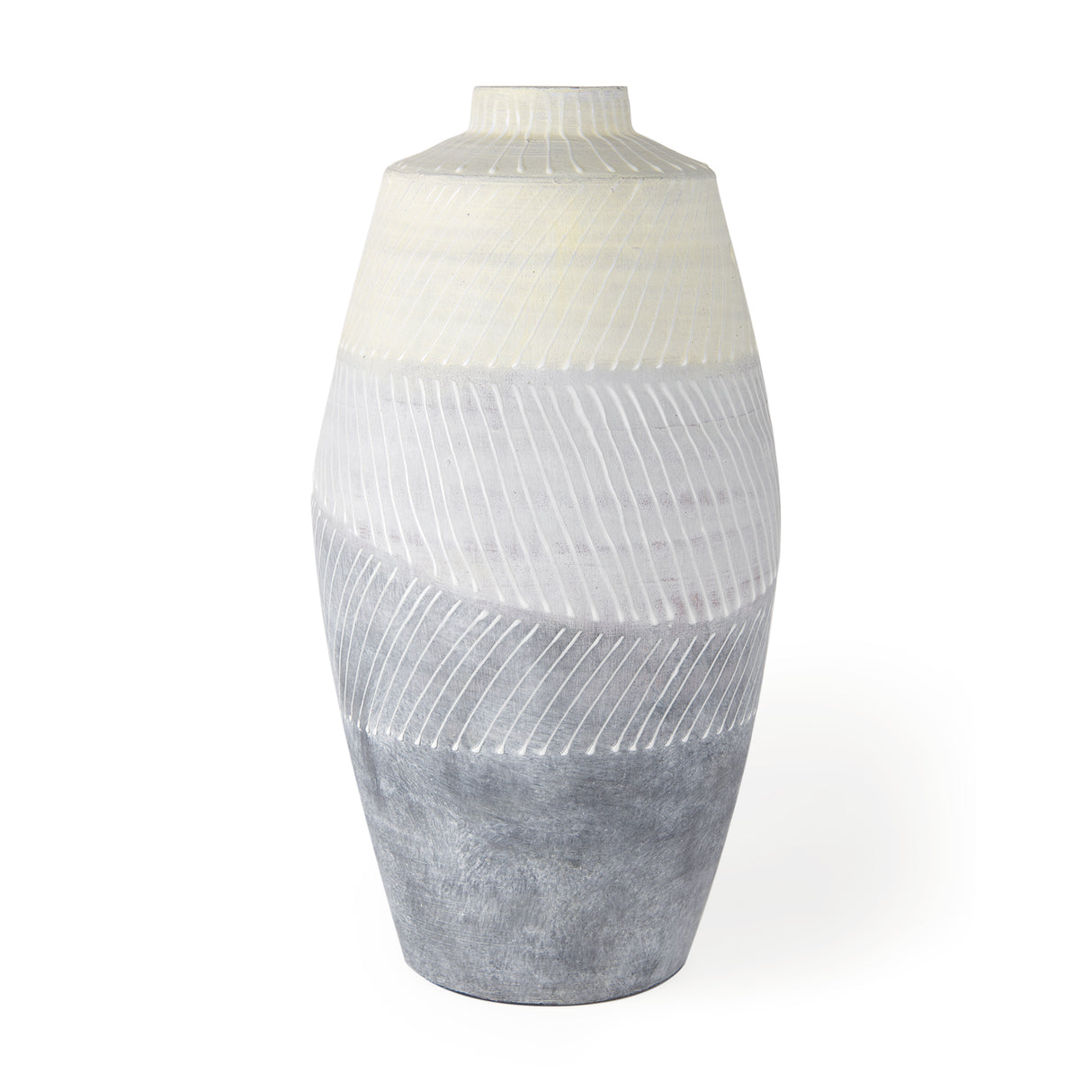 Blume 16.5H Off-White w/ Gray Textured Vase from Mercana - Luna Furniture