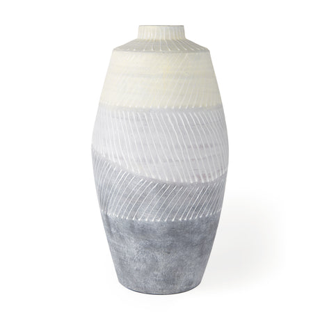 Blume 16.5H Off-White w/ Gray Textured Vase from Mercana - Luna Furniture