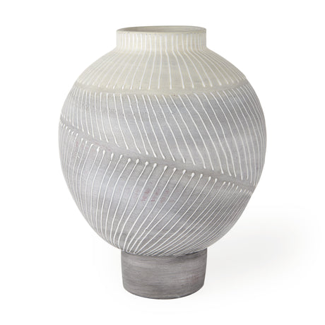 Blume 12.5H Off-White w/ Gray Textured Vase from Mercana - Luna Furniture