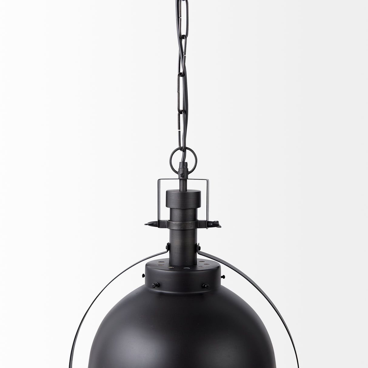 Leighton II 15x20 Black Metal Spherical Pendant Light from Mercana - Luna Furniture