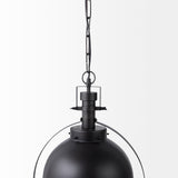 Leighton II 15x20 Black Metal Spherical Pendant Light from Mercana - Luna Furniture