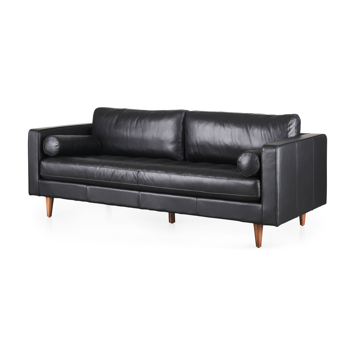 Svend 88.0L x 38.0W x 34.0H Black Leather Sofa from Mercana - Luna Furniture