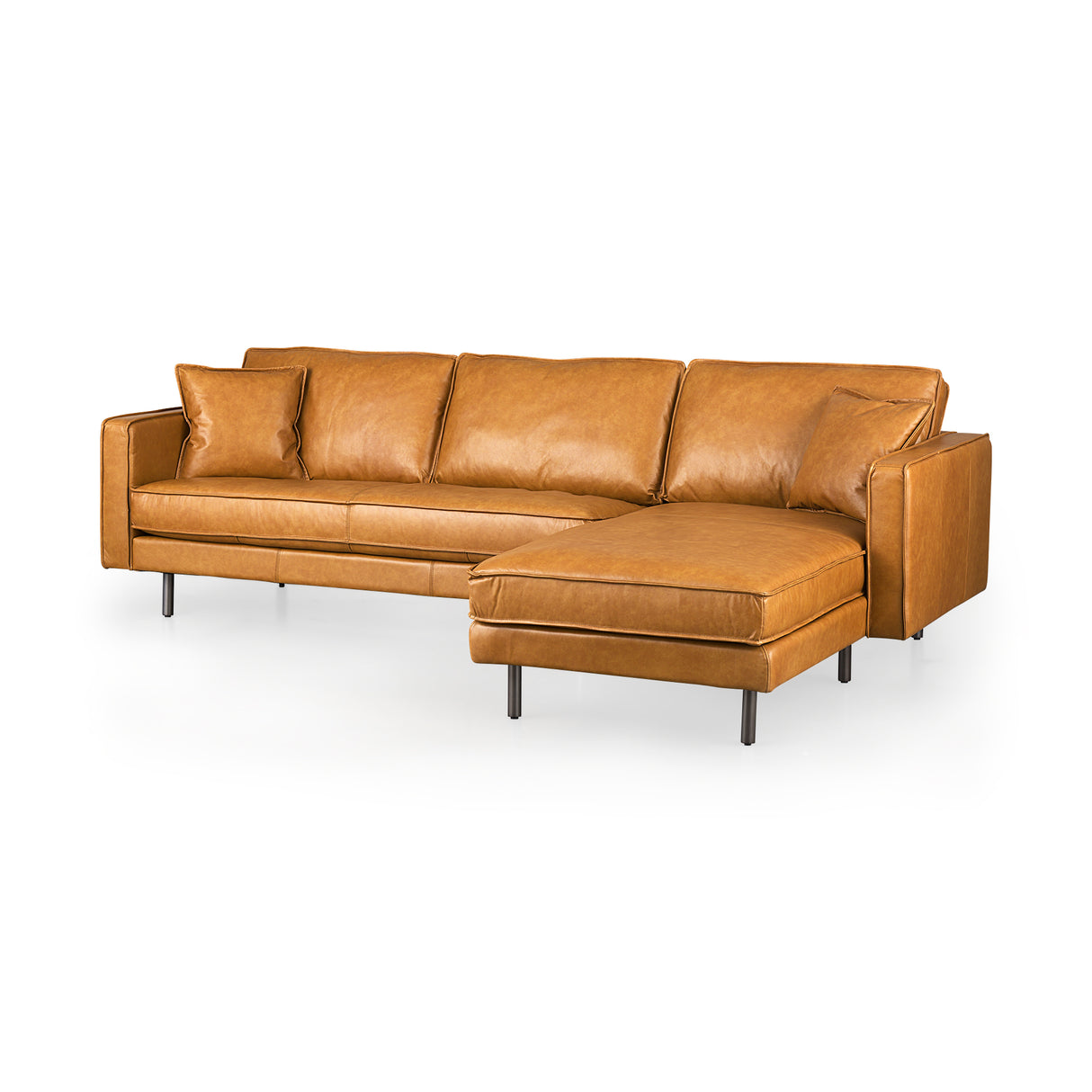 D'Arcy 111"L x 70"D x 33"H Tan Leather Right Chaise Sectional from Mercana - Luna Furniture
