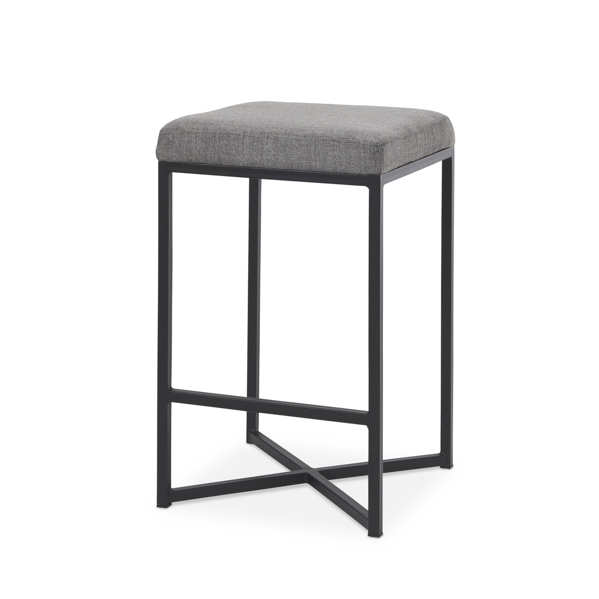 Frodo 26.4H Gray Fabric Seat W/Black Iron Frame Counter Stool from Mercana - Luna Furniture
