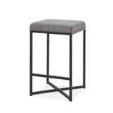 Frodo 26.4H Gray Fabric Seat W/Black Iron Frame Counter Stool from Mercana - Luna Furniture