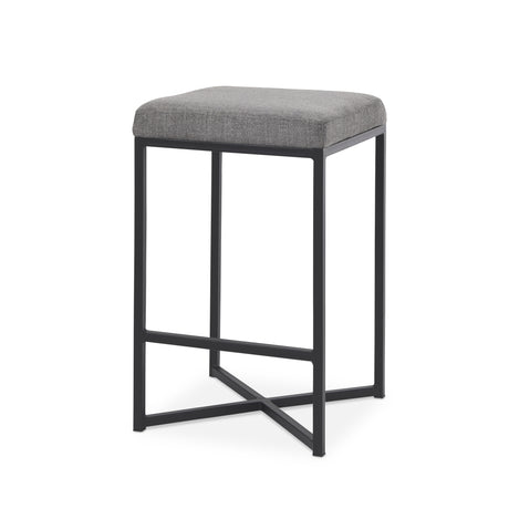 Frodo 26.4H Gray Fabric Seat W/Black Iron Frame Counter Stool from Mercana - Luna Furniture