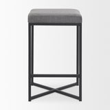 Frodo 26.4H Gray Fabric Seat W/Black Iron Frame Counter Stool from Mercana - Luna Furniture