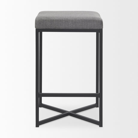 Frodo 26.4H Gray Fabric Seat W/Black Iron Frame Counter Stool from Mercana - Luna Furniture