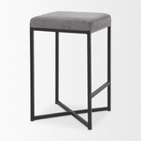 Frodo 26.4H Gray Fabric Seat W/Black Iron Frame Counter Stool from Mercana - Luna Furniture