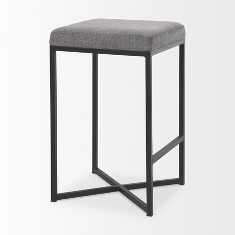 Frodo 26.4H Gray Fabric Seat W/Black Iron Frame Counter Stool from Mercana - Luna Furniture