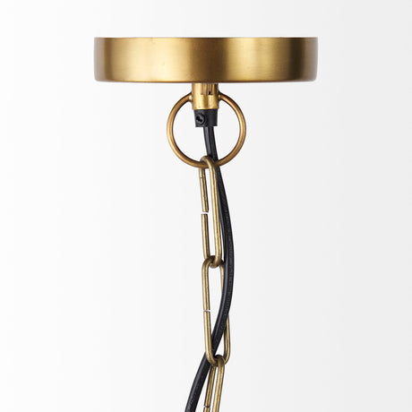 Fenton 18.0L x 18.0W x 23.0H Black W/Antiqued Gold Accents Pendant Light from Mercana - Luna Furniture