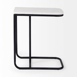 Kyra 12.0L x 20.0W x 23.0H White Marble Top W/Black Iron Frame C-Shaped End and Side Table from Mercana - Luna Furniture