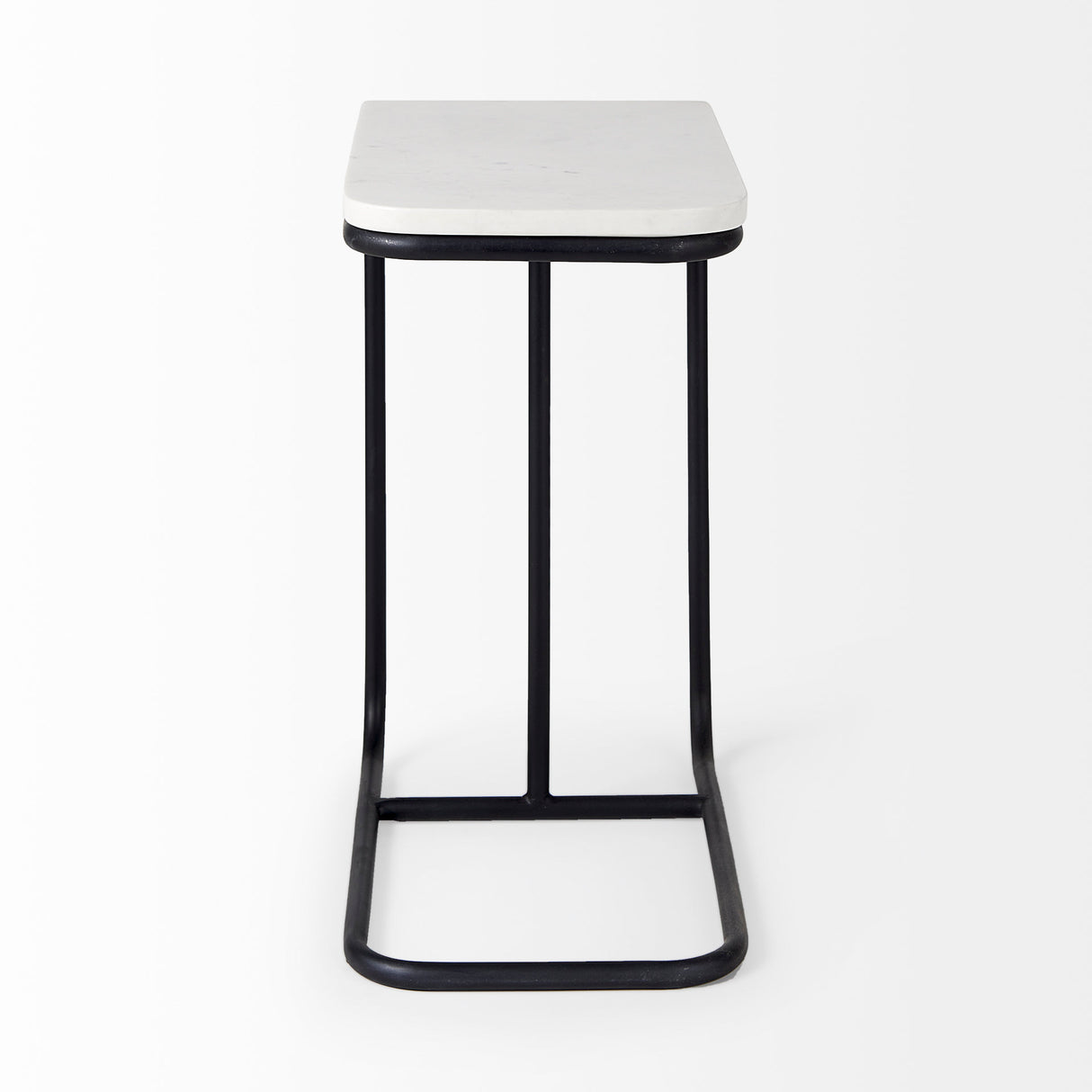 Kyra 12.0L x 20.0W x 23.0H White Marble Top W/Black Iron Frame C-Shaped End and Side Table from Mercana - Luna Furniture