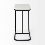 Kyra 12.0L x 20.0W x 23.0H White Marble Top W/Black Iron Frame C-Shaped End and Side Table from Mercana - Luna Furniture