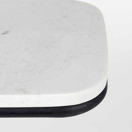 Kyra 12.0L x 20.0W x 23.0H White Marble Top W/Black Iron Frame C-Shaped End and Side Table from Mercana - Luna Furniture