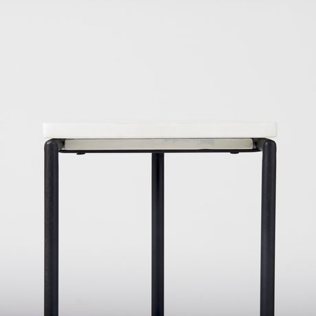 Kyra 12.0L x 20.0W x 23.0H White Marble Top W/Black Iron Frame C-Shaped End and Side Table from Mercana - Luna Furniture