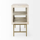 Arelius 36L x 18W x 32H White Wood, Gold Metal Base w/ 2 Glass Doors Accent Cabinet from Mercana - Luna Furniture