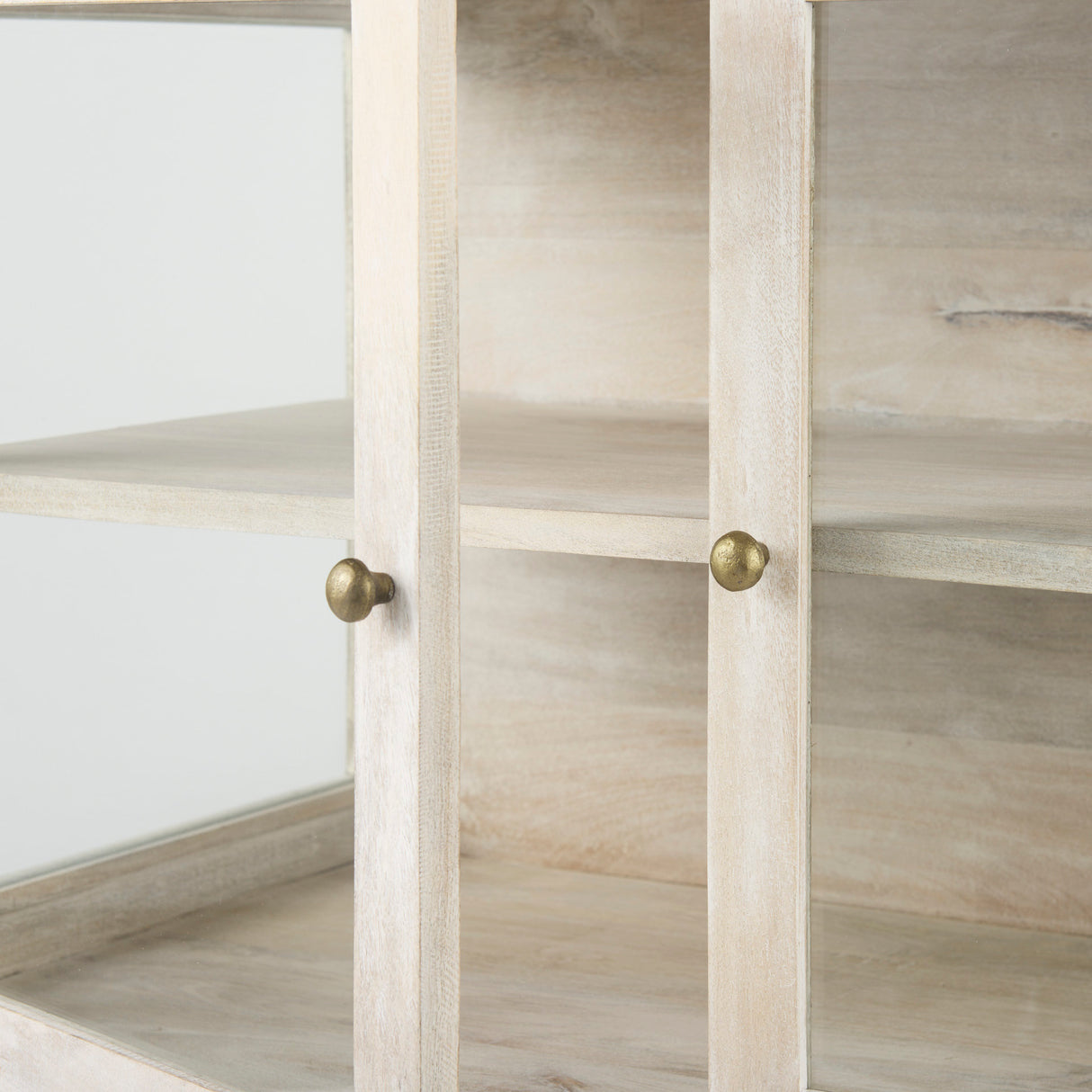 Arelius 36L x 18W x 32H White Wood, Gold Metal Base w/ 2 Glass Doors Accent Cabinet from Mercana - Luna Furniture