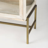 Arelius 36L x 18W x 32H White Wood, Gold Metal Base w/ 2 Glass Doors Accent Cabinet from Mercana - Luna Furniture