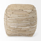 Aalia 16.0L x 16.0W x 16.0H Beige Leather and Jute Pouf from Mercana - Luna Furniture