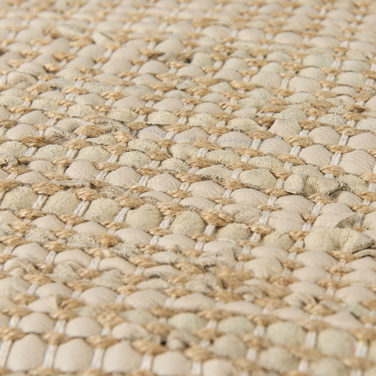 Aalia 16.0L x 16.0W x 16.0H Beige Leather and Jute Pouf from Mercana - Luna Furniture